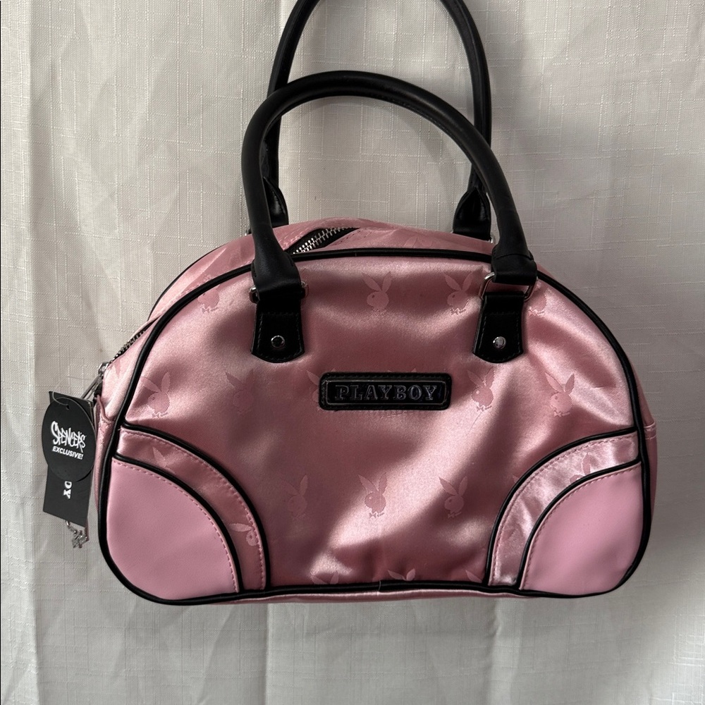 Playboy Pink and Black Satin Bag
